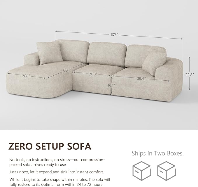 Modular Sectional Sofa Boucle L Shape