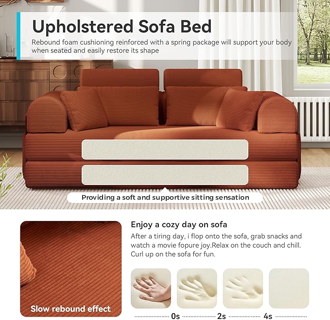 Convertible Sofa Bed High Backrest