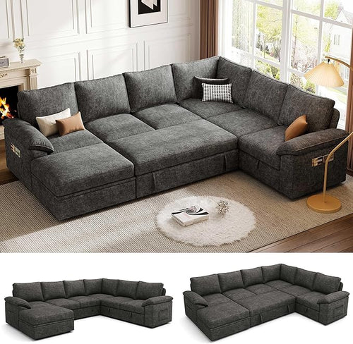 108 U Shaped Sectional Sleeper Sofa